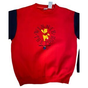 Vintage Winnie The Pooh Sweatshirt XL Disney 100 Acre Wood Red Blue Crewneck